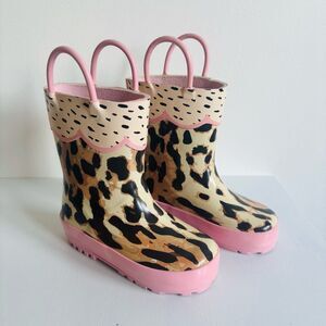 Stephen Joseph Kids Rain Boots – Leopard Print, Pink Trim, Size 6
